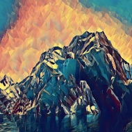 A stylized photo of an iceberg.